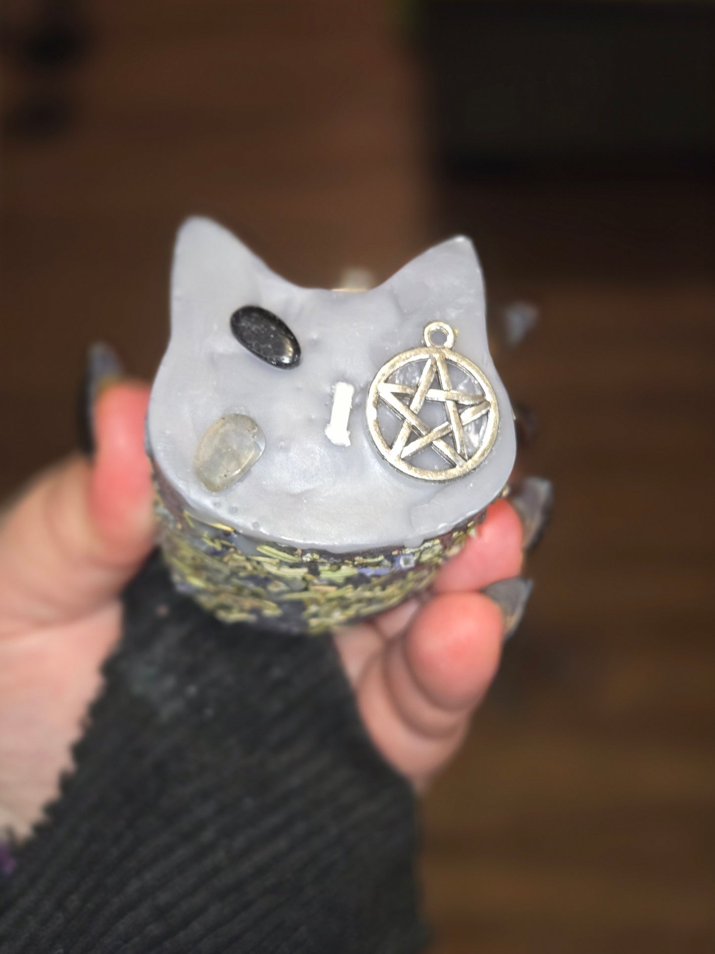 cat shaped protection candle
