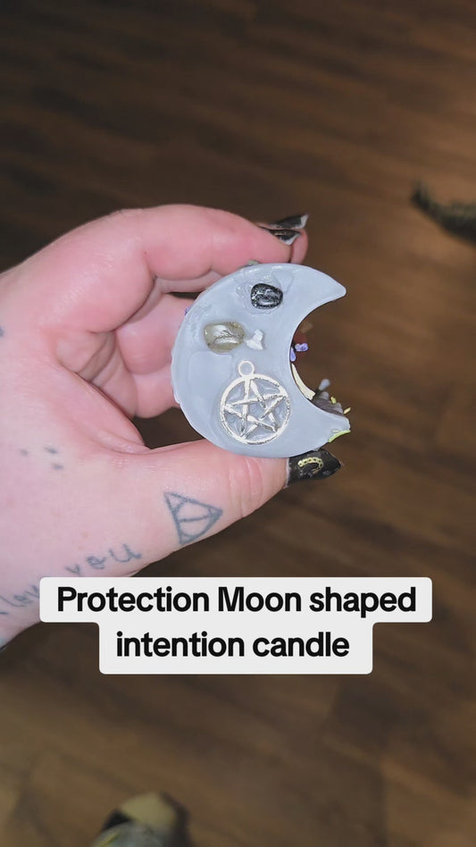 Protection moon shaped candle