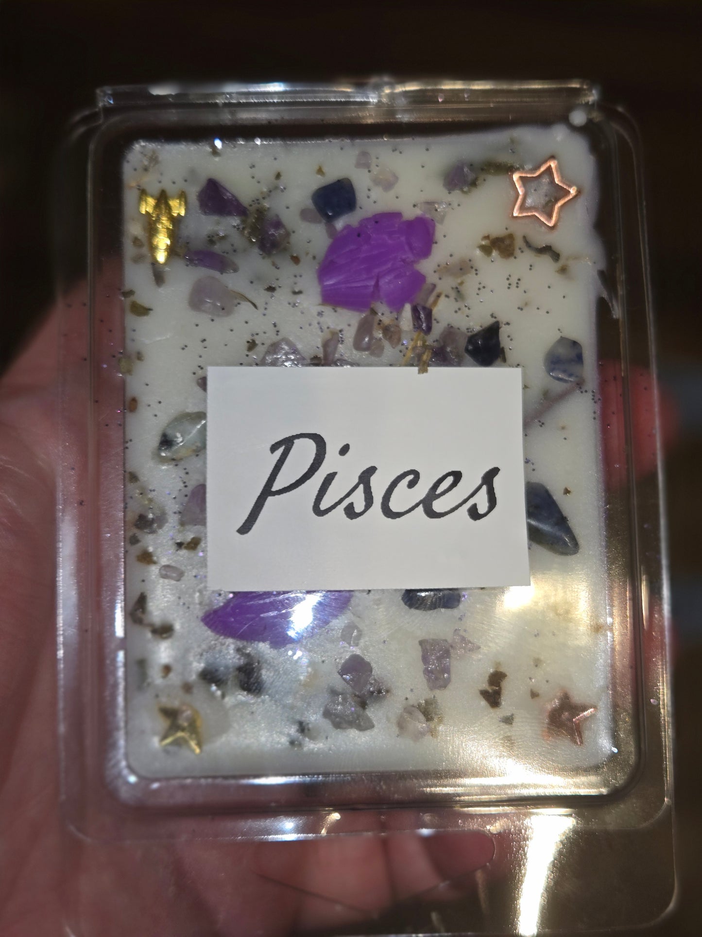 Pisces zodiac themed candle and matching wax melts