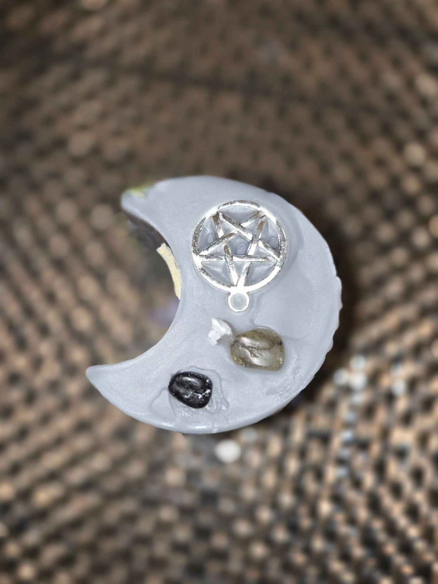 Protection moon shaped candle
