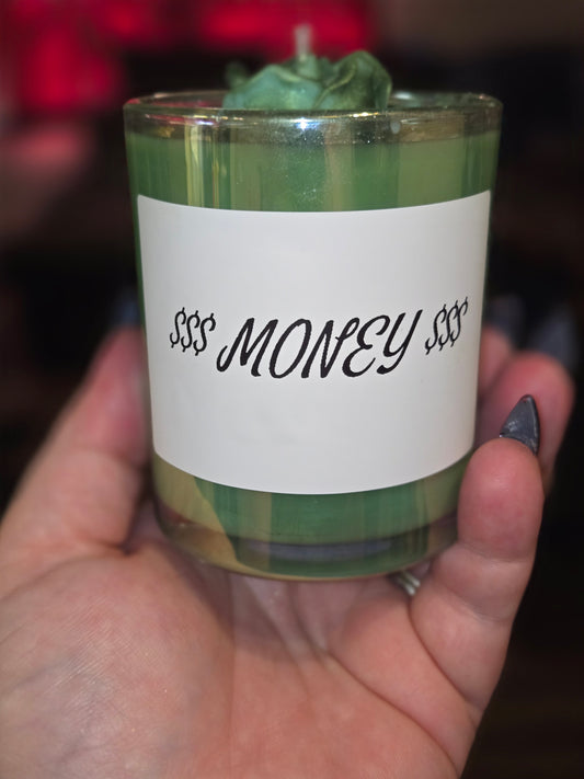 Money drawing spell candle